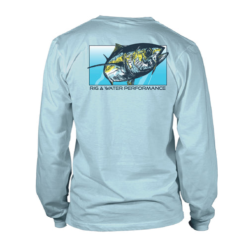 RWP Youth Long Sleeve Performance UV50 - Classic Tuna - Sky Blue